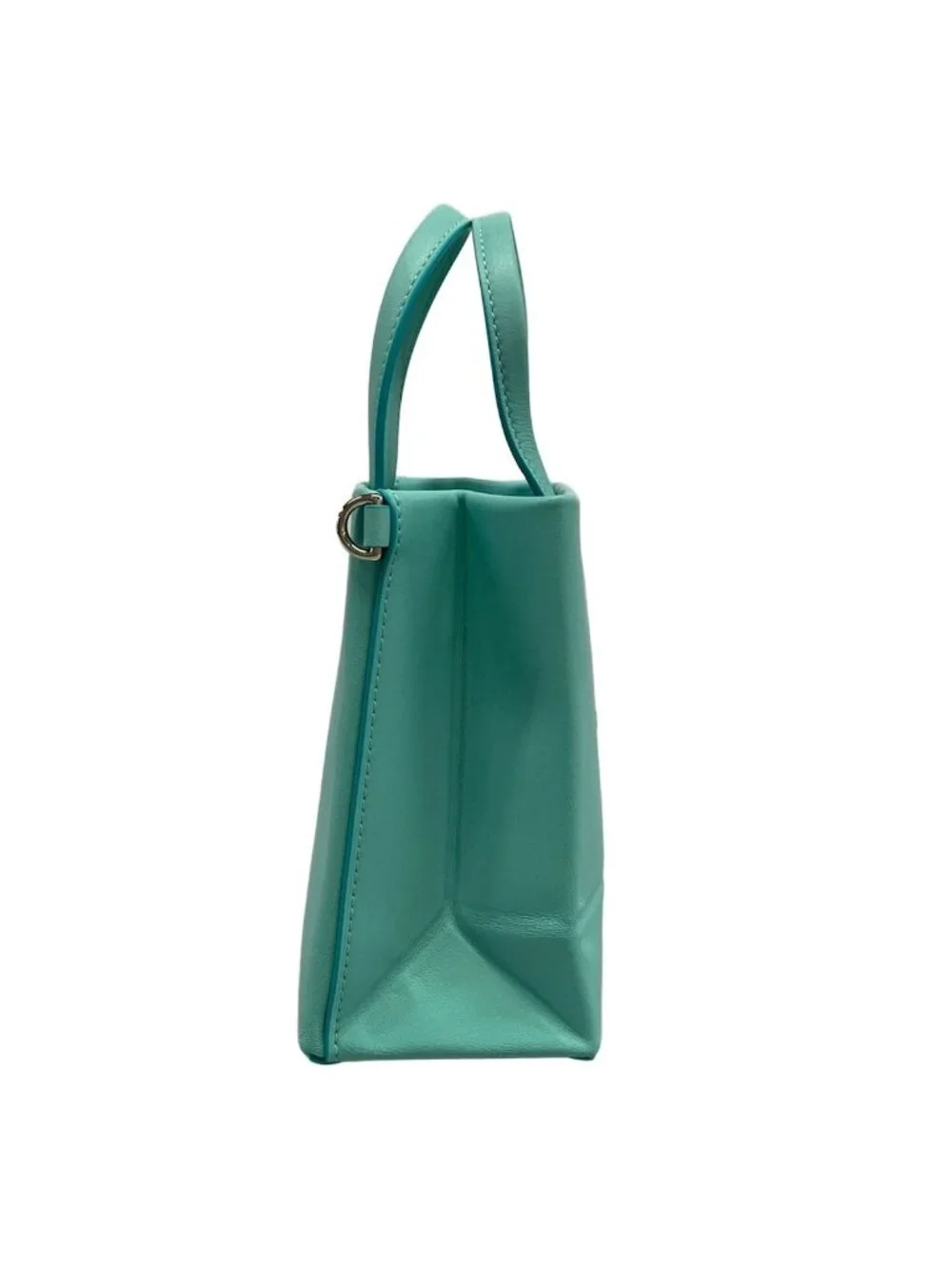 Tiffany & Co Tote Mini Shopping Light Blue Leather